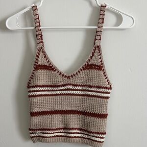 American Eagle Outfitters Beige and Brown Knit Crop Top